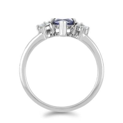 BUY NATURAL IOLITE WITH WHITE ZIRCON GEMSTONE RING 