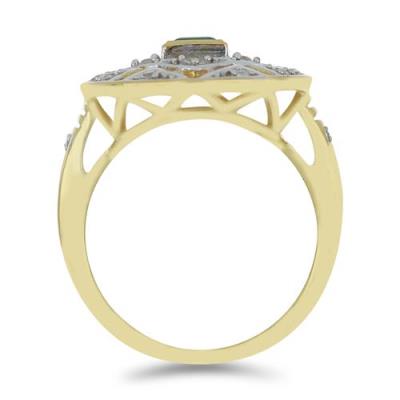 BUY 925 SILVER NATURAL EMERALD WITH WHITE ZIRCON GEMSTONE RING 