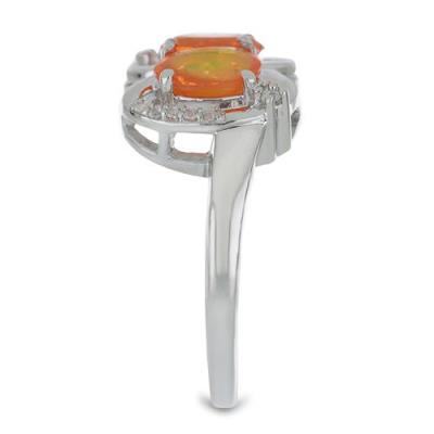BUY 925 SILVER NATURAL ORANGE ETHIOPIAN OPAL  GEMSTONE CLASSIC RING
