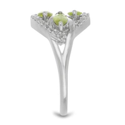 BUY 925 SILVER NATURAL PERIDOT GEMSTONE CLUSTER RING 