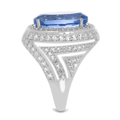 BUY 925  SILVER REAL COLOUR CHANGE FLOURITE WITH WHITE ZIRCON GEMSTONE BIG STONE RING