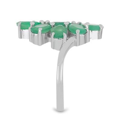 BUY NATURAL EMERALD  GEMSTONE RING IN STERLING SILVER 