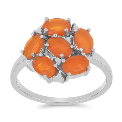 BUY REAL ORANGE ETHIOPIAN OPAL GEMSTONE RING IN 925 SILVER