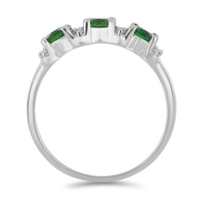 BUY NATURAL CHROME DIOPSIDE WITH WHITE ZIRCON GEMSTONE RING IN 925 SILVER 