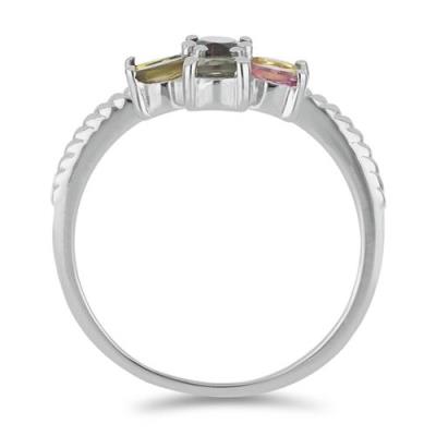 BUY 925 SILVER MULTI TOURMALINE GEMSTONE CLUSTER RING