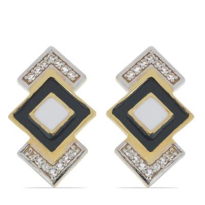 STERLING SILVER WHITE TOPAZ & ENAMEL EARRINGS – BULK JEWELRY SUPPLIER | JEWELPIN