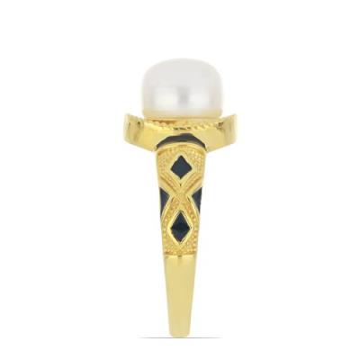 BUY 925 SILVER NATURAL WHITE FRESHWATER PEARL GEMSTONE ENAMEL RING 