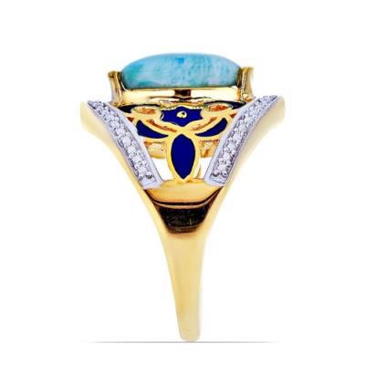 BUY 925 SILVER NATURAL TURQUOISE  GEMSTONE ENAMEL RING 