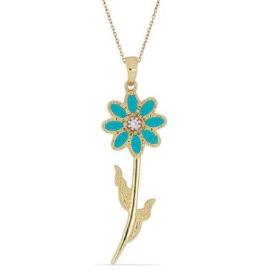 BUY NATURAL AFRICAN WHITE TOPAZ GEMSTONE FLORAL DESIGN ENAMEL PENDANT 