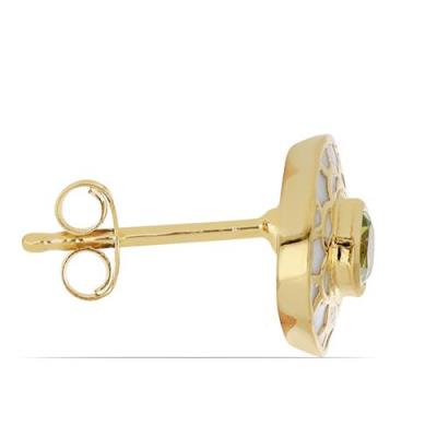 BUY 925 SILVER NATURAL PERIDOT GEMSTONE ENAMEL EARRINGS – GOLD PLATED DESIGN | JEWELPIN