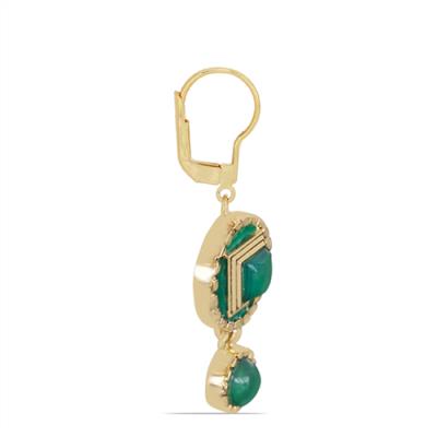 BUY 925 SILVER GOLD PLATED GREEN ONYX GEMSTONE ENAMEL DROP EARRINGS