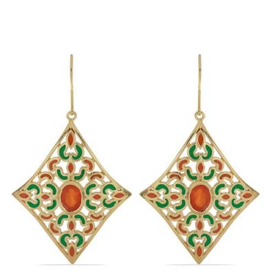 STERLING SILVER NATURAL ORANGE ETHIOPIAN OPAL GEMSTONE ENAMEL EARRINGS – JEWELPIN BULK EXPORTER