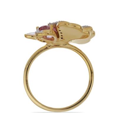 BUY STERLING SILVER NATURAL PINK TOPAZ WITH WHITE ZIRCON GEMSTONE ENAMEL RING
