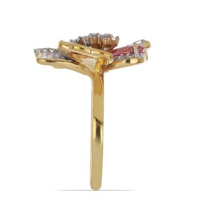 BUY STERLING SILVER NATURAL PINK TOPAZ WITH WHITE ZIRCON GEMSTONE ENAMEL RING