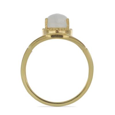 BUY NATURAL RAINBOW MOONSTONE GEMSTONE ENAMEL RING IN 925 SILVER