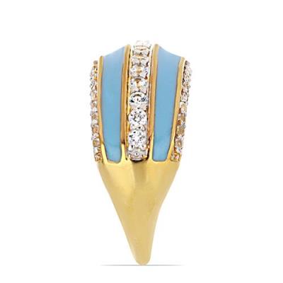 BUY 925 SILVER NATURAL SKY BLUE TOPAZ GEMSTONE ENAMEL  RING 