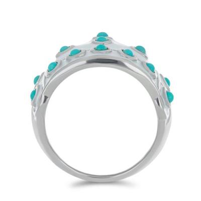 BUY 925 SILVER NATURAL BLUE TURQUOISE GEMSTONE ENAMEL RING 
