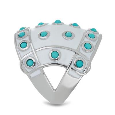 BUY 925 SILVER NATURAL BLUE TURQUOISE GEMSTONE ENAMEL RING 
