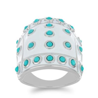 BUY 925 SILVER NATURAL BLUE TURQUOISE GEMSTONE ENAMEL RING