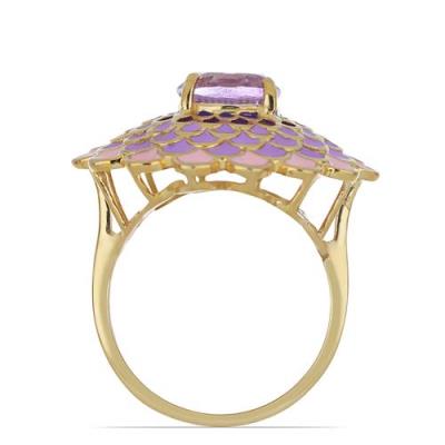 BUY 925 SILVER NATURAL BRAZILIAN AMETHYST  GEMSTONE ENAMEL RING 