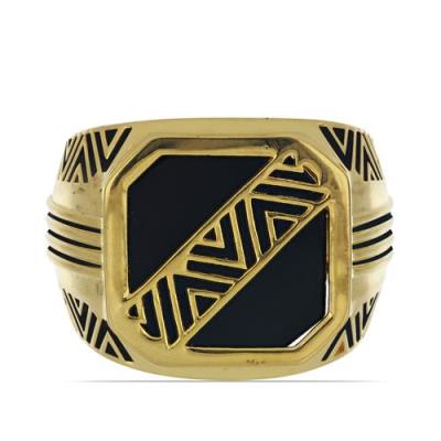 BUY 925 SILVER NATURAL BLACK ONYX GEMSTONE ENAMEL RING 