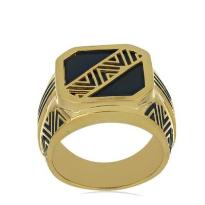 BUY 925 SILVER NATURAL BLACK ONYX GEMSTONE ENAMEL RING 