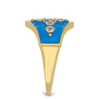 BUY 925 STERLING  SILVER AFRICAN WHITE TOPAZ GEMSTONE ENAMEL RING 