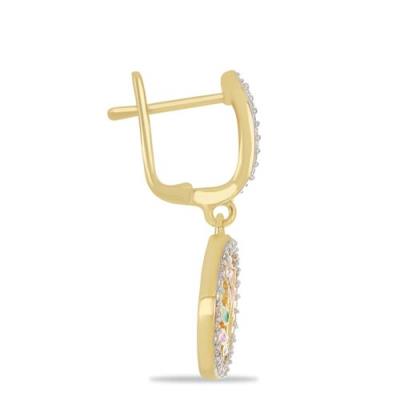 BUY AFRICAN WHITE TOPAZ GEMSTONE ENAMEL EARRINGS IN 925 STERLING SILVER