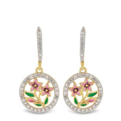 BUY AFRICAN WHITE TOPAZ GEMSTONE ENAMEL EARRINGS IN 925 STERLING SILVER