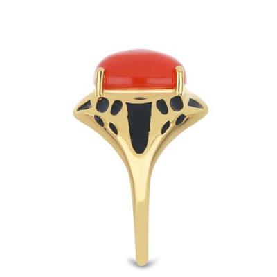 BUY 925 SILVER NATURAL CARNELIAN GEMSTONE ENAMEL RING 