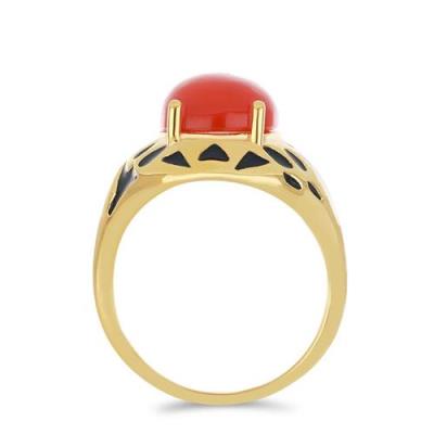 BUY 925 SILVER NATURAL CARNELIAN GEMSTONE ENAMEL RING 