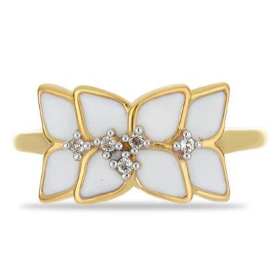 BUY AFRICAN WHITE TOPAZ GEMSTONE ENAMEL RING IN STERLING SILVER 