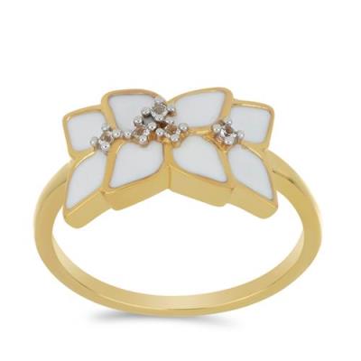 BUY AFRICAN WHITE TOPAZ GEMSTONE ENAMEL RING IN STERLING SILVER 