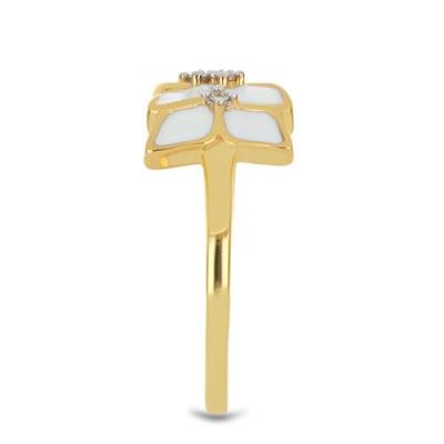 BUY AFRICAN WHITE TOPAZ GEMSTONE ENAMEL RING IN STERLING SILVER 