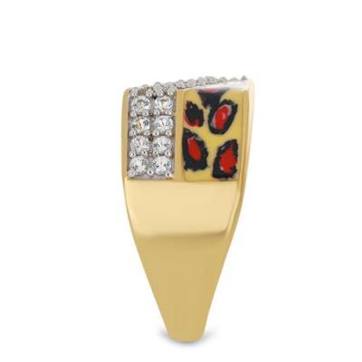 BUY REAL AFRICAN WHITE TOPAZ GEMSTONE ENAMEL RING IN STERLING SILVER 