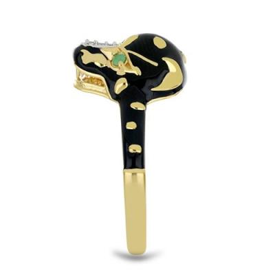 BUY 925 SILVER NATURAL EMERALD WITH AFRICAN WHITE TOPAZ GEMSTONE ENAMEL RING 