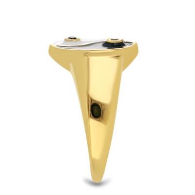 BUY 925 SILVER NATURAL BLACK SPINEL WITH AFRICAN WHITE TOPAZ GEMSTONE ENAMEL RING 