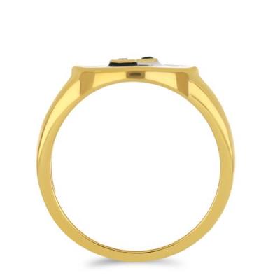 BUY 925 SILVER NATURAL BLACK SPINEL WITH AFRICAN WHITE TOPAZ GEMSTONE ENAMEL RING 