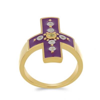 BUY 925 SILVER NATURAL PERIDOT WITH WHITE ZIRCON GEMSTONE ENAMEL RING 