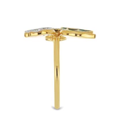 BUY STERLING SILVER AFRICAN WHITE TOPAZ GEMSTONE BUTTERFLY DESIGN ENAMEL RING