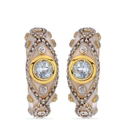 BUY STERLING SILVER SKY BLUE TOPAZ WITH WHITE ZIRCON ENAMEL EARRINGS – WHOLESALE JEWELRY SUPPLIER