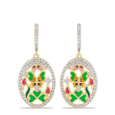 BUY BULK 925 STERLING SILVER ENAMEL EARRINGS WITH AFRICAN WHITE TOPAZ – WHOLESALE JEWELRY SUPPLIER USA