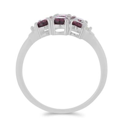 BUY STERLING SILVER NATURAL RHODOLITE GEMSTONE CLUSTER RING 