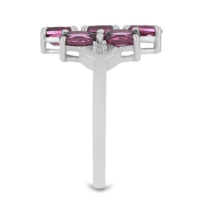 BUY STERLING SILVER NATURAL RHODOLITE GEMSTONE CLUSTER RING 