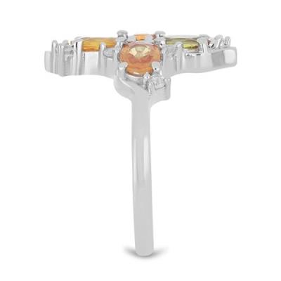 BUY NATURAL MULTI SAPPHIRE GEMSTONE RING IN STERLING SILVER 