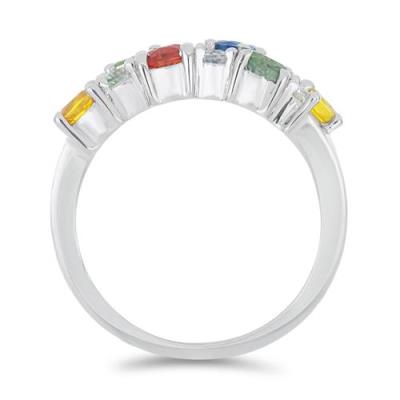 BUY MULTI SAPPHIRE GEMSTONE RING IN STERLING SILVER 