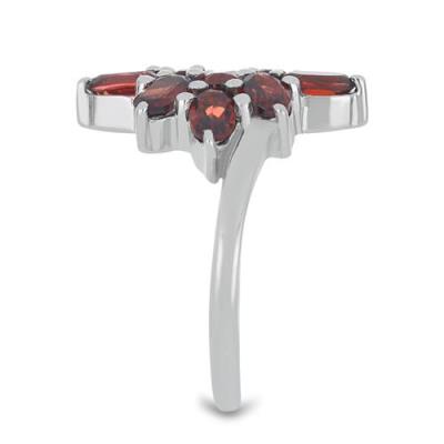 BUY 925 SILVER NATURAL GARNET GEMSTONE CLUSTER RING 