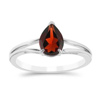 BUY NATURAL GARNET GEMSTONE SINGLE STONE RING IN 925 SILVER