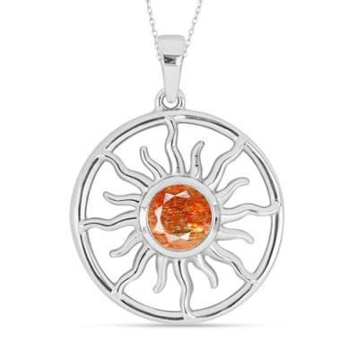 BUY 925 SILVER NATURAL ORANGE SUNSTONE CELESTIAL PENDANT