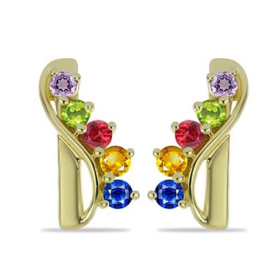 BUY 925 SILVER WITH MULTI SAPPHIRE GEMSTONE EARRINGS